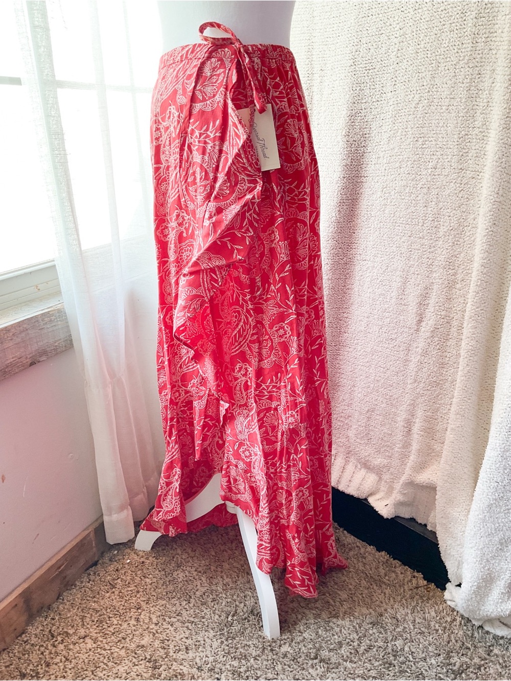 Universal Thread Red Floral Wrap Maxi Skirt
